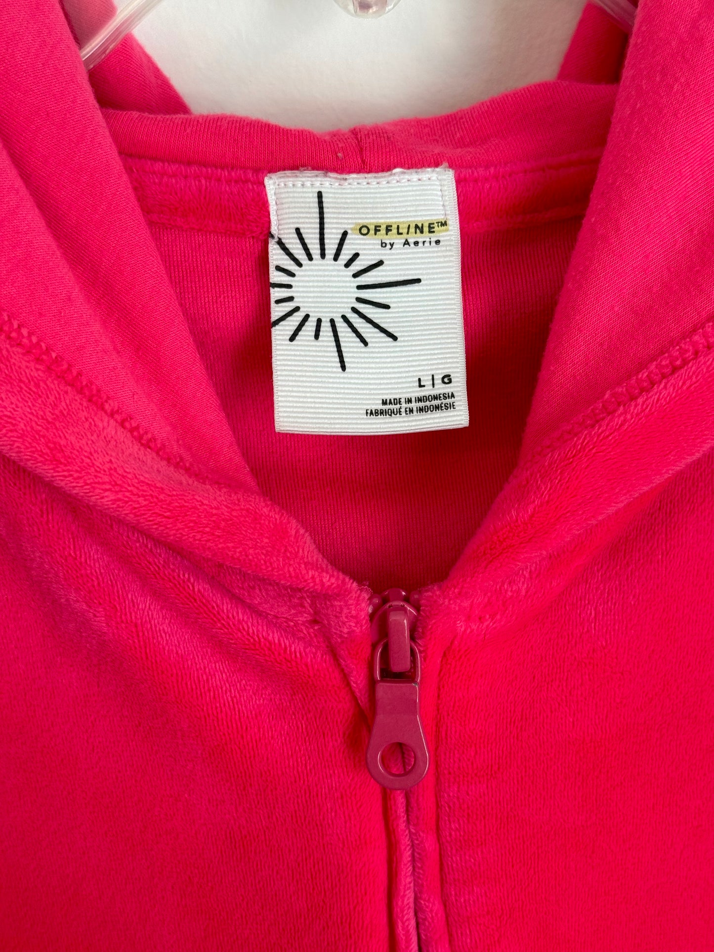 Aerie Hot Pink Velour Hoodie