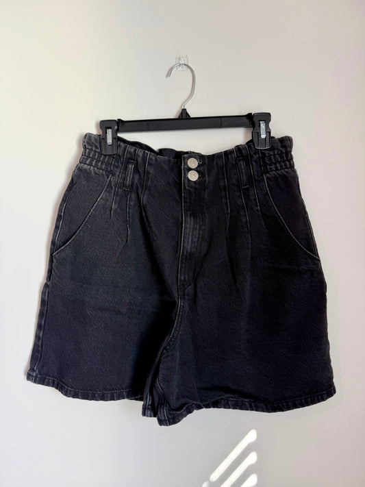 Zara Black Denim Pleated Shorts