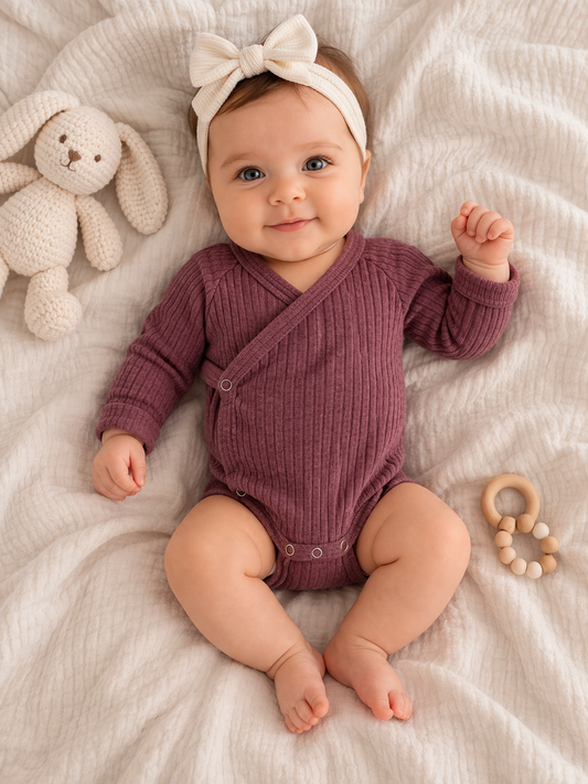 Kate Quinn Cotton Ribbed Wrap Onesie
