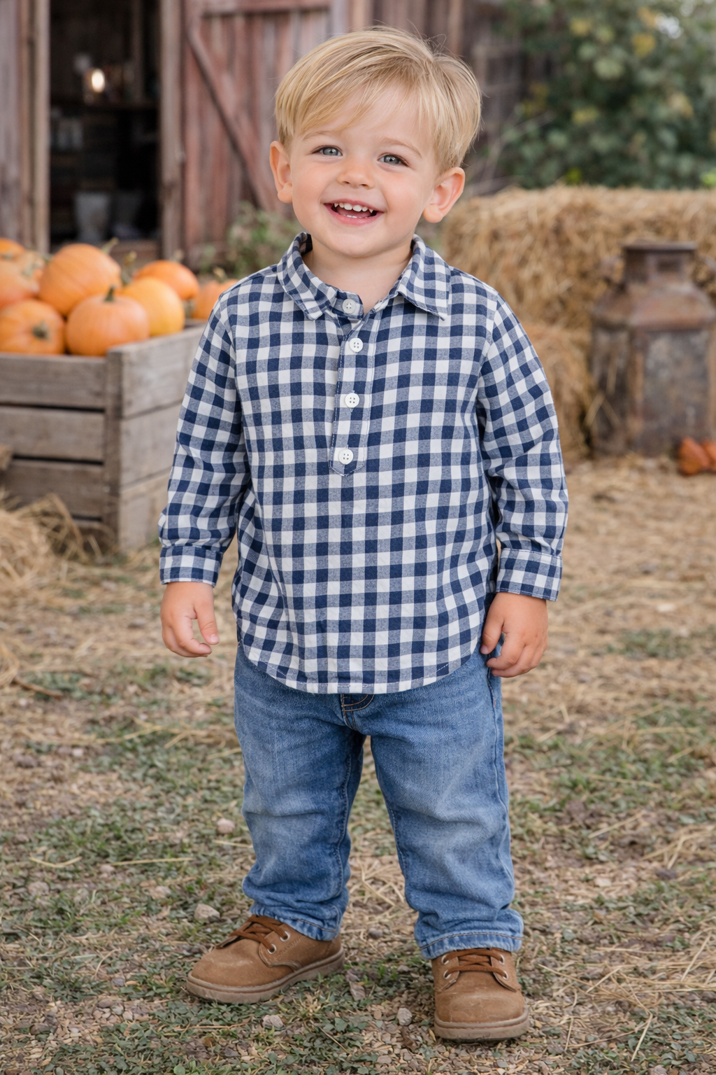 Edgehill Collection Navy Gingham Button Down