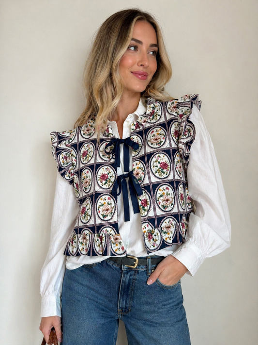 & Merci Floral Quilted Vest