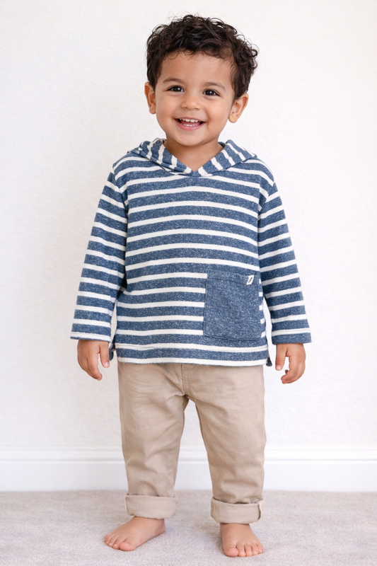 easy-peasy Striped Hooded Shirt