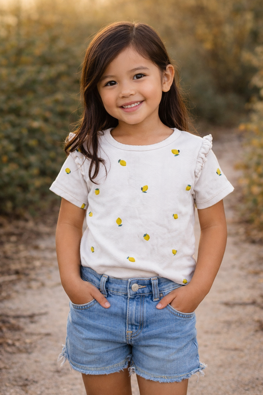 H&M Lemon Ribbed T-Shirt