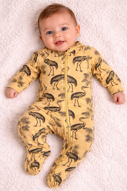 Kate Quinn Crane Bamboo Zip Footie