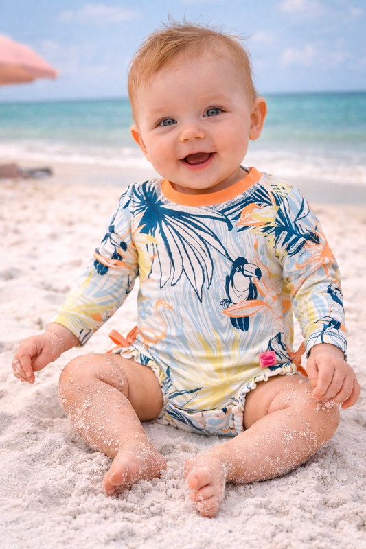 RuffleButts ”Birds of Paradise” Rash-guard