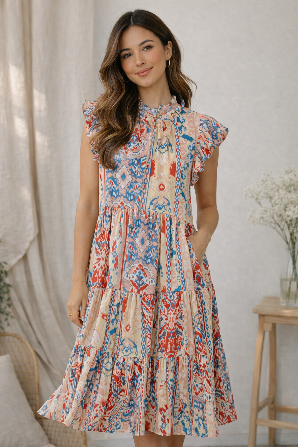 Pinch Boho Ruffle Midi Dress