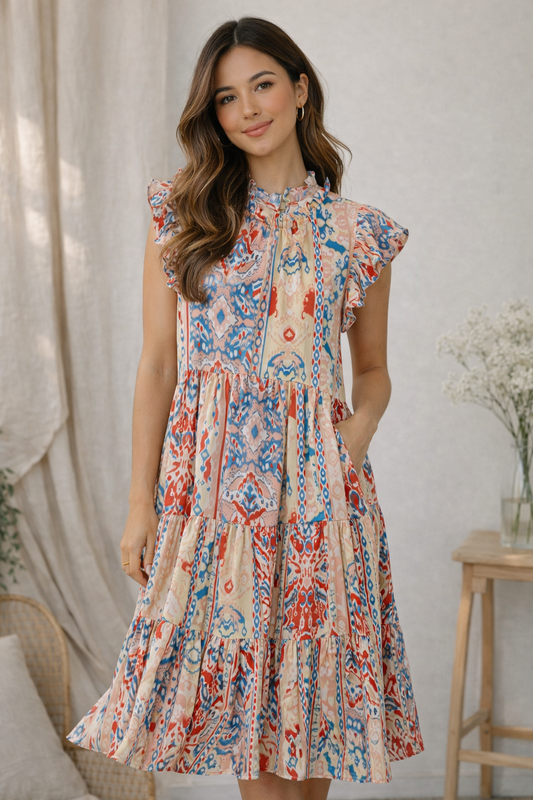 Pinch Boho Ruffle Midi Dress