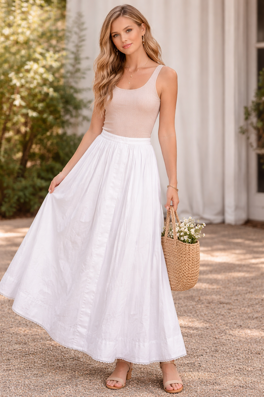 Zara Crisp White A-Line Skirt