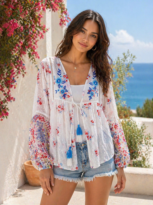 Time and Tru Swiss Dot Sheer Blouse