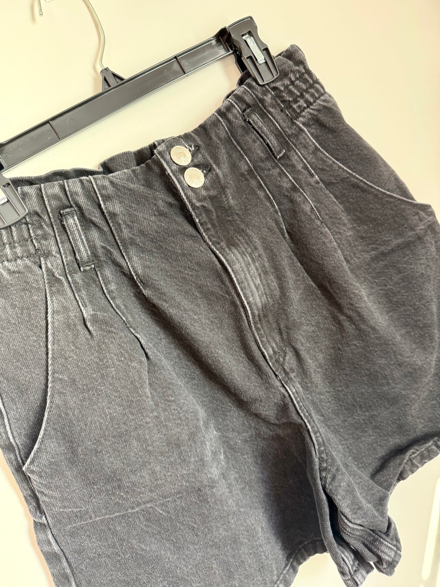 Zara Black Denim Pleated Shorts