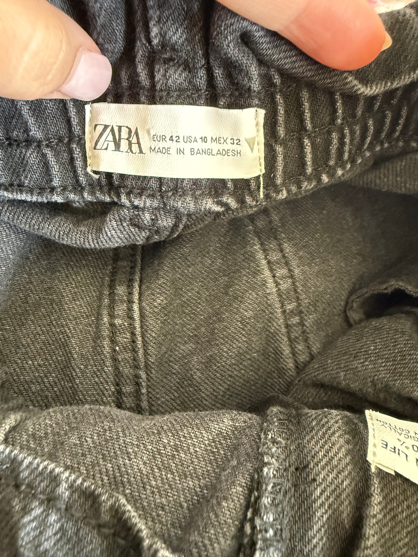 Zara Black Denim Pleated Shorts